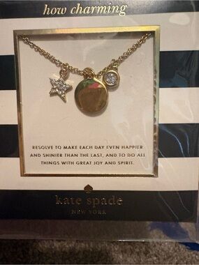 Kate Spade Born to Shine gold-tone charm necklace with star, disc & crystal